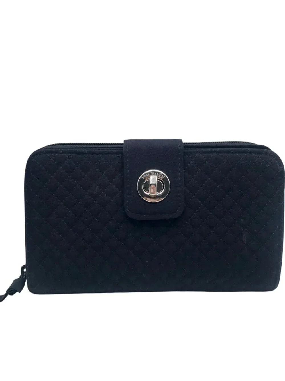 Vera Bradley Classic Navy Microfiber RFID Turnlock Wallet